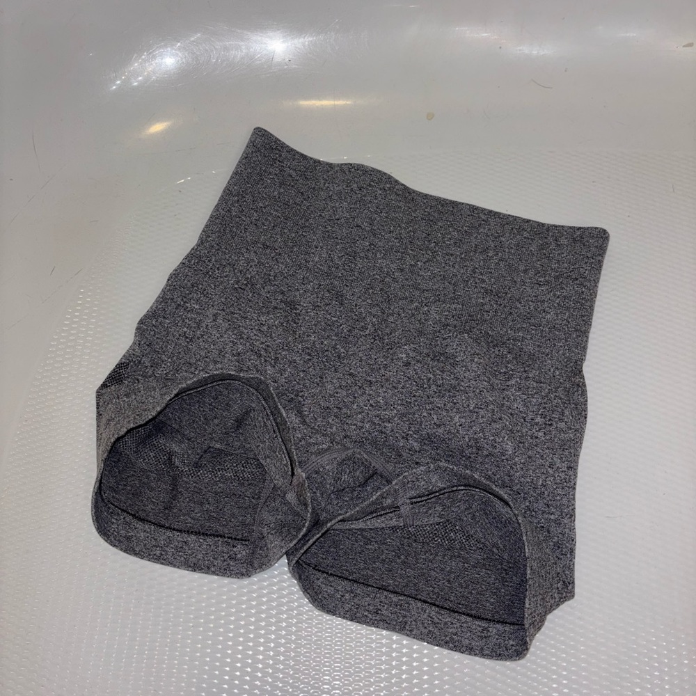 Gray High-Waisted Bike Shorts with Seamless Waistband